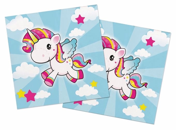 Servetten eenhoorn print 40 stuks - thema feest servetten