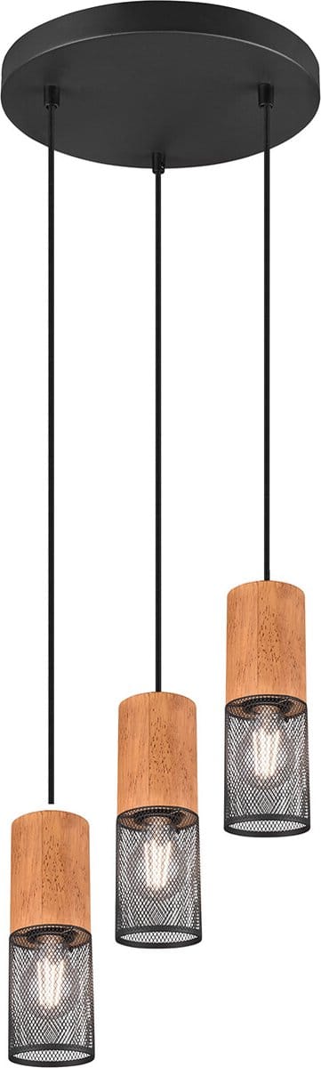 LED Hanglamp - Torna Yosh - E27 Fitting - 3-lichts - Rond - Mat Zwart - Aluminium