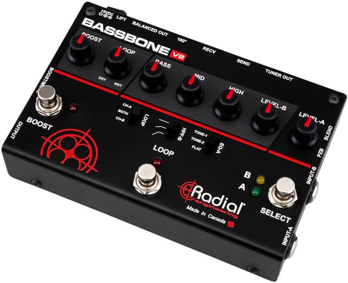 Radial Bassbone V2 voorversterker voor bas-instrumenten