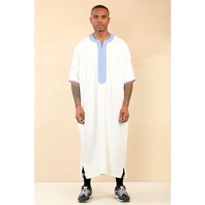 Witte Marokkaanse Thobe Djellaba Jubba Robe Eid voor heren