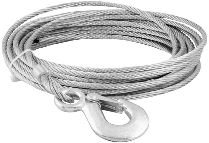 Staaldraad voor lier - 6 mm - 10 meter - Met haak