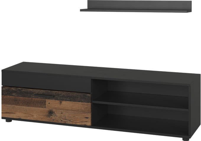 Vicco Berno Lowboard & plank – met 1 klep Zwart/Aldstyle