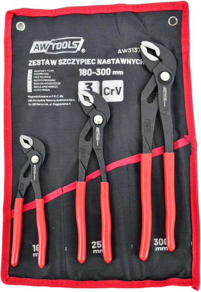 Awtools - Verstelbare Tangenset - 3 Stuks - Cr-V Staal - Ergonomische Handgrepen