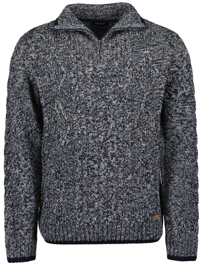 Blue Seven - Trui 376495 navy gemeleerd schipperstrui - maat L