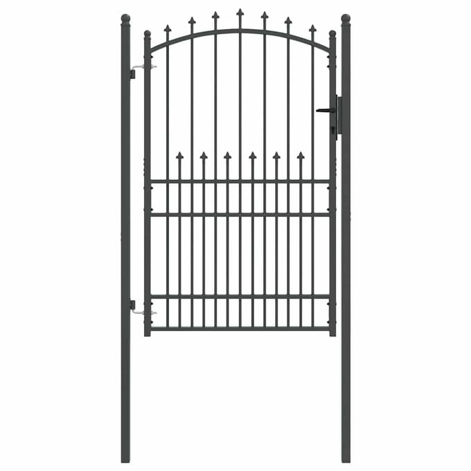 Portail de Jardin en Fer Forgé EMMEN avec Détails Ornementaux 200 x 100 cm