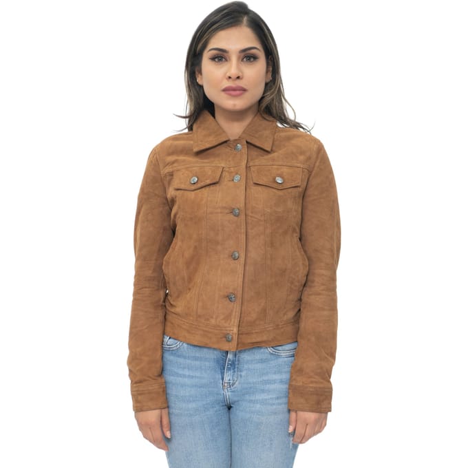 Dames geit suède trucker jeansjack-Astoria