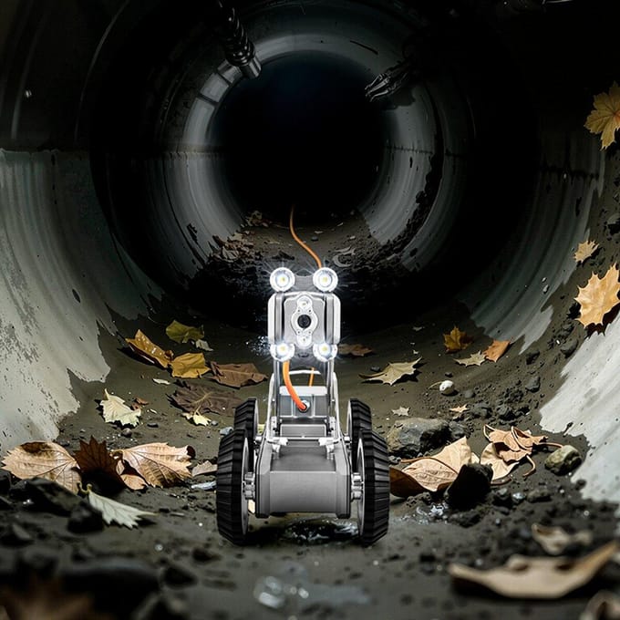 Rioolbuis Inspectie Robot, 394FT/120m Pijpleiding Detectie Kruipende Robot met 2MP Voor-/Achtercamera & Touchscreen Tablet, IP68 Sanitair Camera met