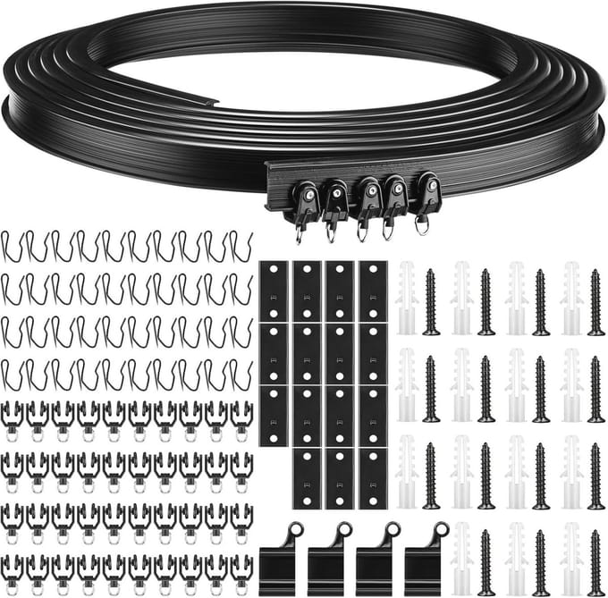 Dailygoods - Flexibele Buigbare Plafond Gordijnrail - 5 Meter Zwart