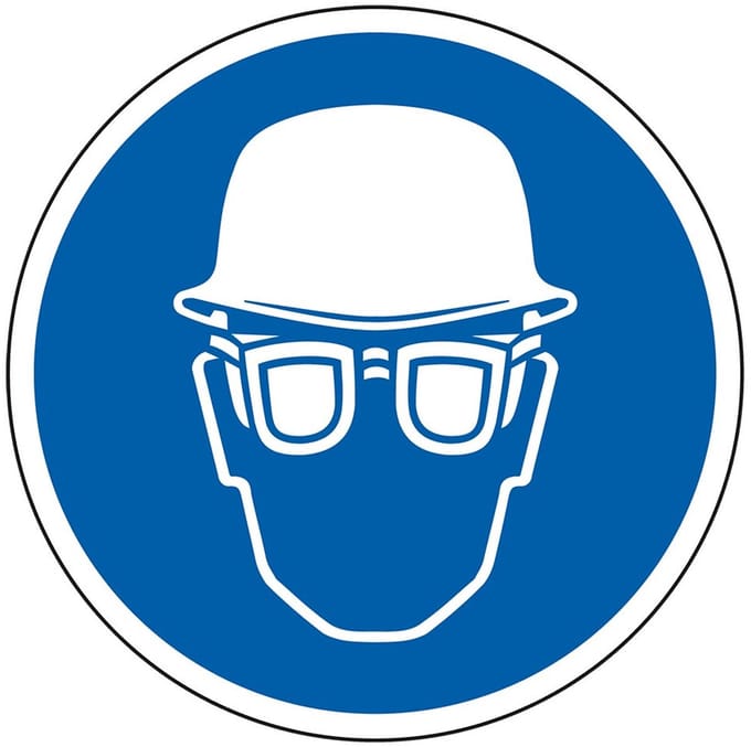 Helm en bril verplicht bord - kunststof 100 mm