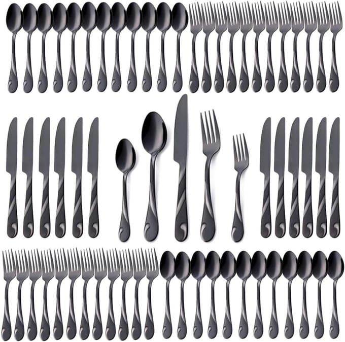 CRLYN® Bestekset 12 Persoons - Vaatwasserbestendig - RVS - Zwart