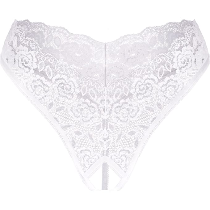 Amorable - Kanten Slipje Met Open Kruis - Wit - One Size