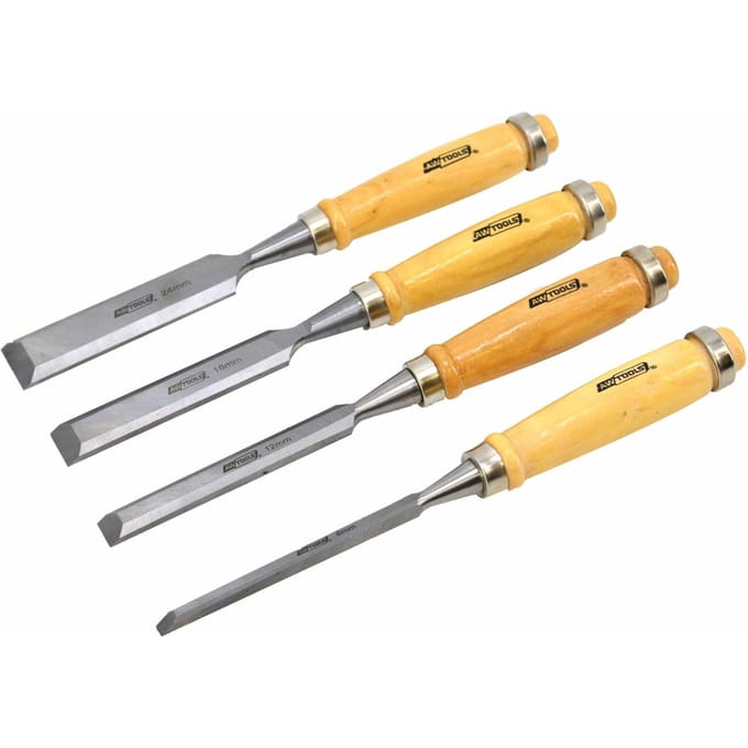 Awtools AW32903 - Houtbeitelset - 4 Stuks - 6mm - 12mm - 18mm - 24mm