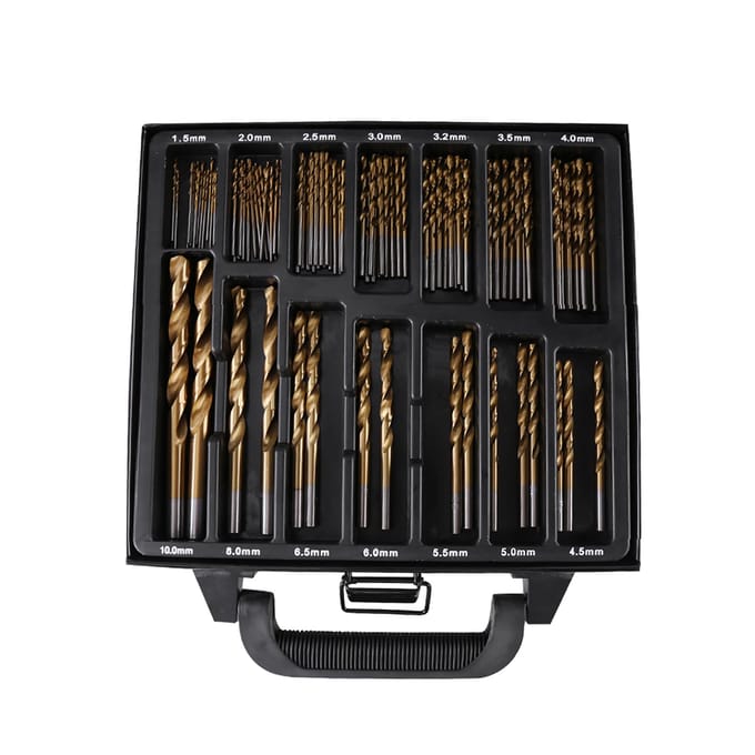 Hoge Kwaliteit Ti Gecoat 99 Stuks Stuks HSS Boorset 1.5MM‑10MM met Koffer wit
