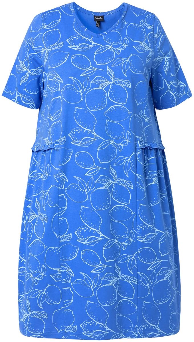 Ulla Popken - Dames - Midi-jurken - Pauwenblauw - Maat 50+