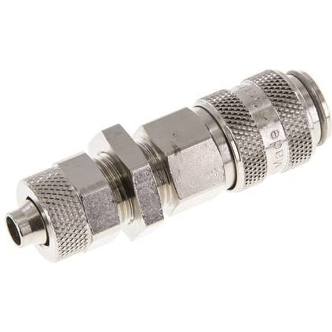 Vernikkeld Messing DN 5 Luchtkoppeling Snelkoppeling 6x8 mm Push-On Schotkoppeling Double Shut-Off - CLS5-NB-BN-SV-6