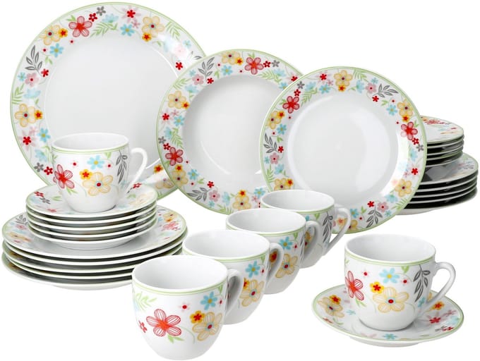 MamboCat 30-delig combinatieservies VARIANT BLÜMCHEN 6 porselein