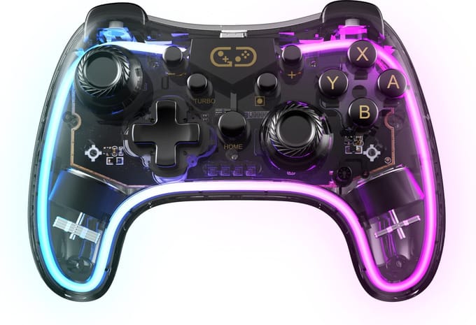 Draadloze RGB Controller - Geschikt voor Nintendo Switch Controllers - Macro Knop - Turbo Knop