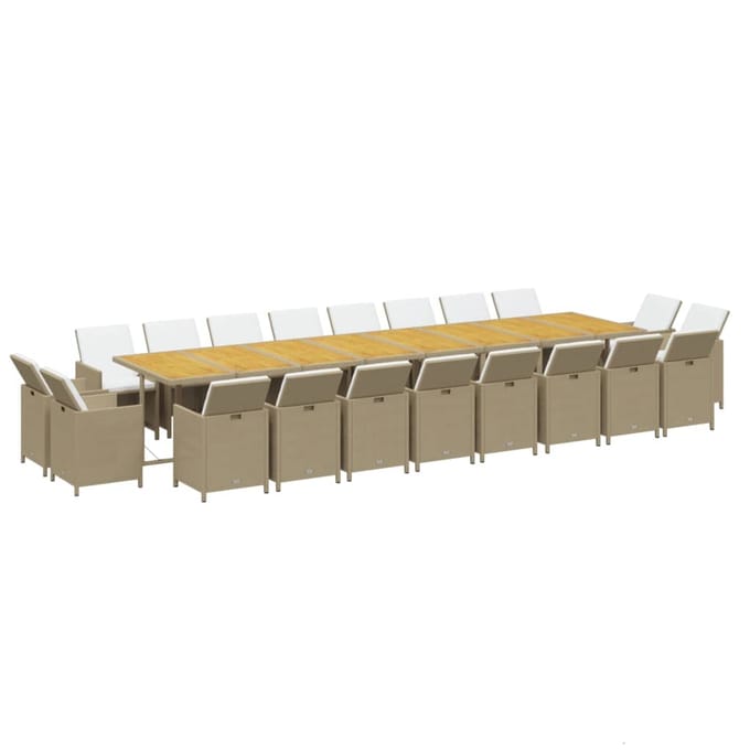vidaXL - 21-delige - Tuinset - met - kussens - poly - rattan - beige