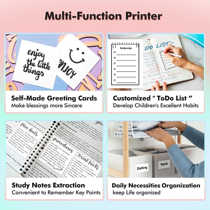 Mini Zakprinter Draagbare Thermische Directe Fotoafdrukken Labelmaker Machine BT Draadloze Connectiviteit W-11 wit