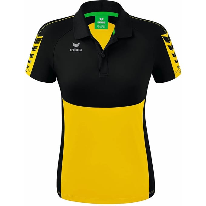 Erima Six Wings Polo Dames - Zwart / Geel | Maat: 40