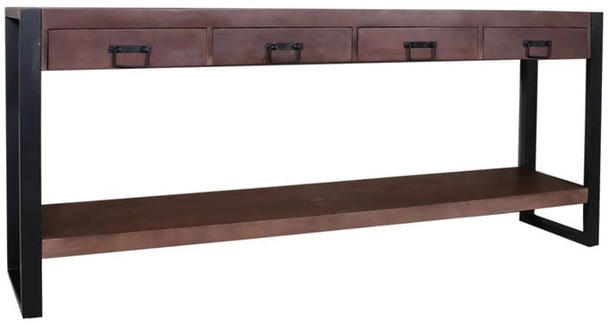 Bijzettafel 180cm duurzaam mangohout Vera walnoot industrieel side table