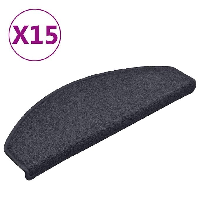 vidaXL - Trapmatten - 15 - st - 65x24x4 - cm - donkergrijs - en - blauw - halfrond - groot