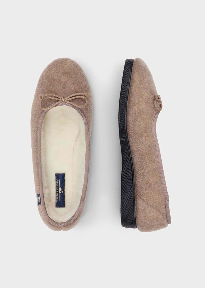 Pantoffels met scheerwol - beige - Gr. 40 van Goldner Fashion