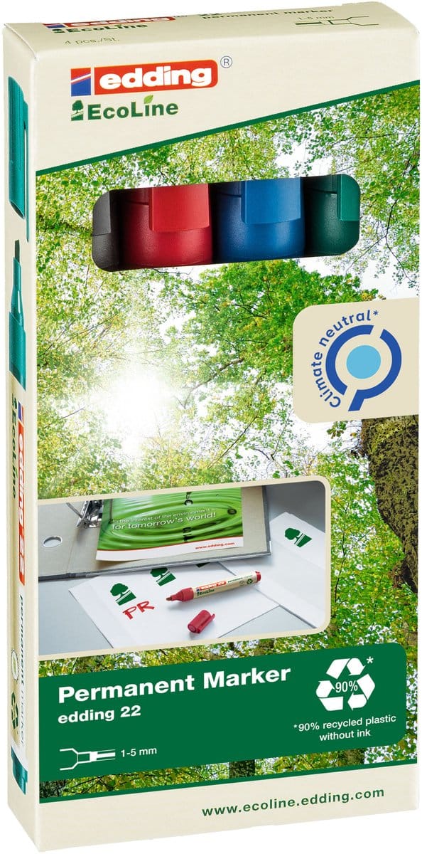 Viltstift edding 22 eco schuin 1-5mm assorti | 10 stuks