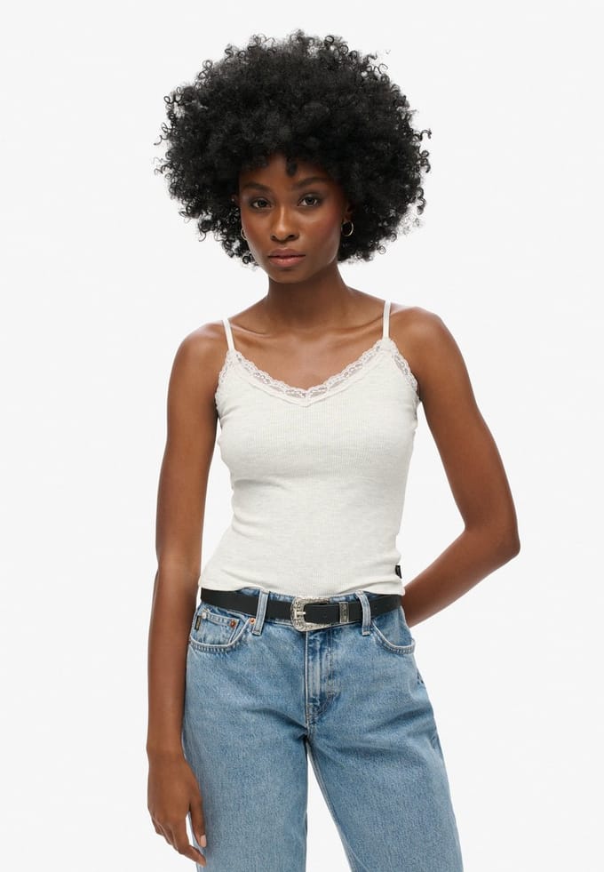 Superdry - Essential camitopje met kanten boord - Dames - Vesten