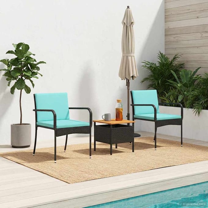 vidaXL - Tuinset - Zwart - poly - rattan