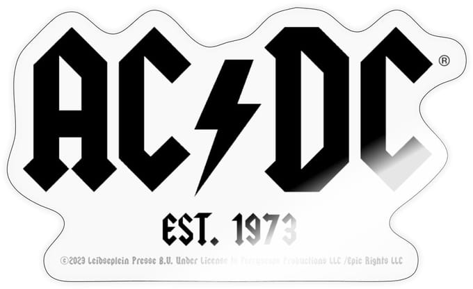 AC/DC Zwart Logo Est. 1973 Sticker maat S (10 x 10 cm)