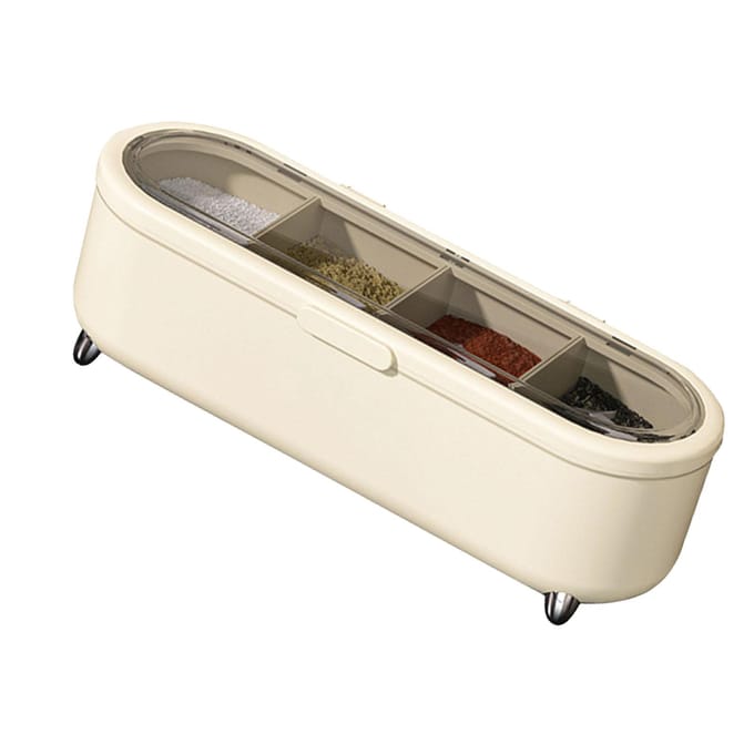 Keuken Kruidenbox 4 Compartimenten Specerijencontainer met Transparant Venster voor Specerijen Zout white