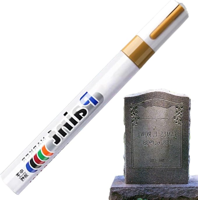 Verfstift - Restauratie Stift - Grafsteen Restauratie - Weerbestendige Formule - 145 cm - Goud
