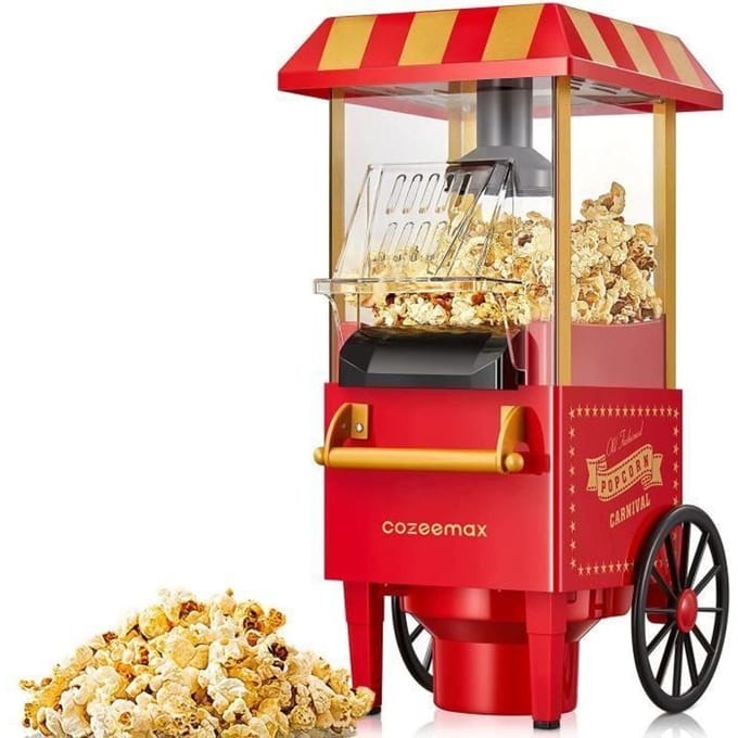 Machine à pop-corn rétro 1200 W pour la maison Machine à pop-corn avec air chaud, machine à pop-corn sans graisse, sans huile, A2