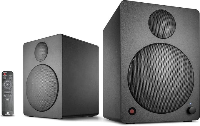 Luidsprekersysteem - Boekenplank speakers - Muziek Streaming - Digitale ingang - 50 Watt - Zwart