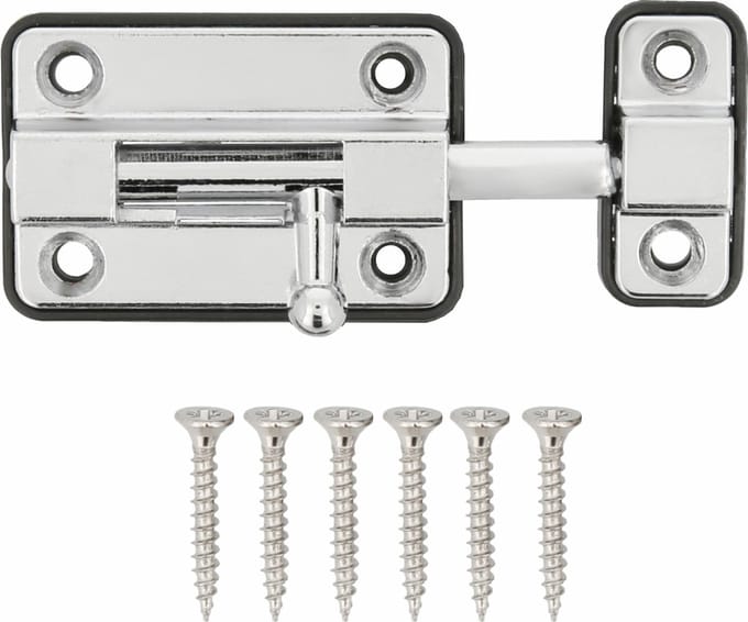 AMIG schuifslot/plaatgrendel - zamak - 5cm - verchroomd - incl schroeven - deur - raam