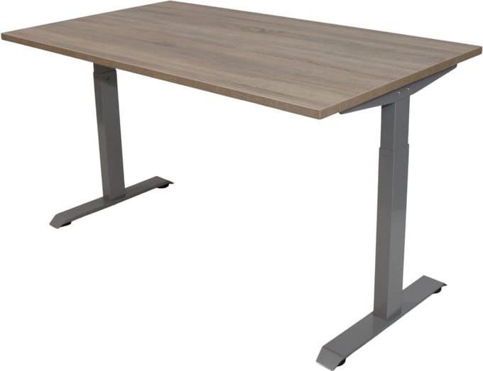 Office Hero® Cosmic - In hoogte verstelbaar bureau grijs frame - Game bureau - Computertafel - Werktafel - 120x80 - Robson eik