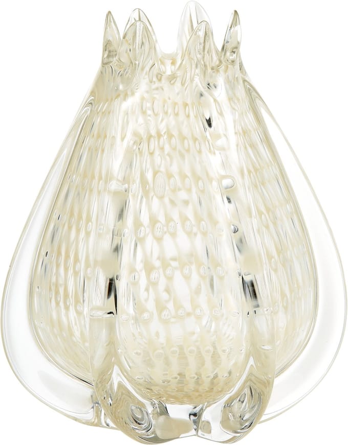 WOOOD Crown Vaas - Glas - Off White/Wit - 24x18x18 cm