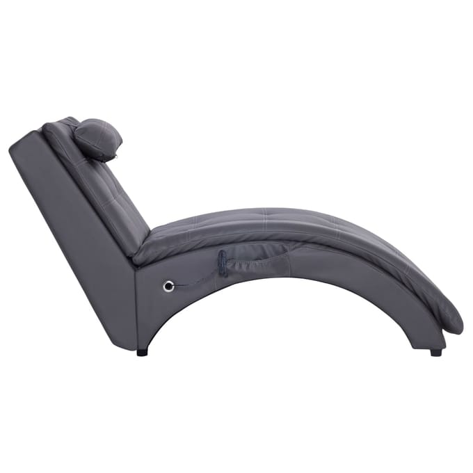 vidaXL - Massage - chaise - longue - met - kussen - kunstleer - grijs