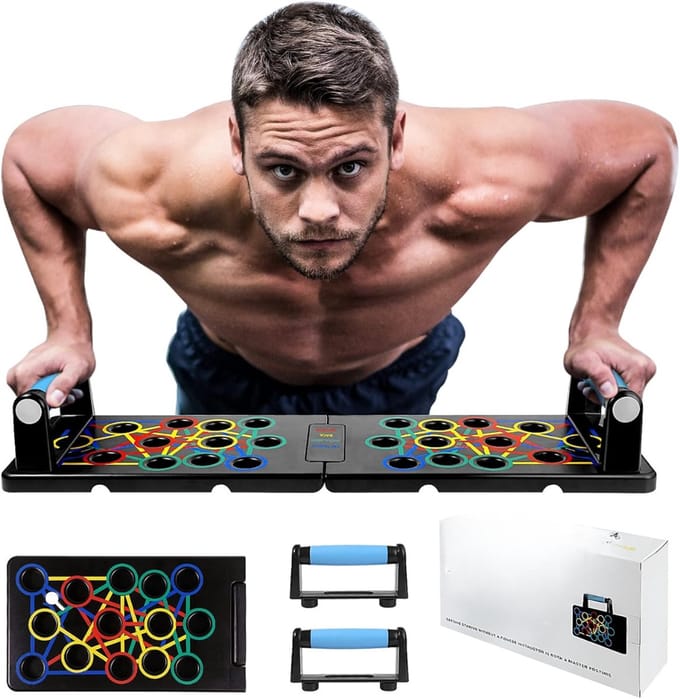 KIRA® Push up Bord - 24-in-1 - Pull Up Bar - Opdruksteunen - Rood - 63cm x 18cm x 9cm