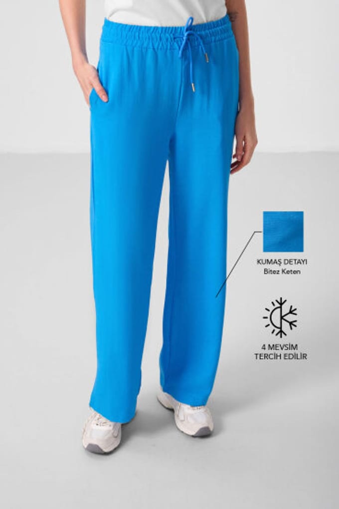 Mid-waist palazzo broek met koordjes