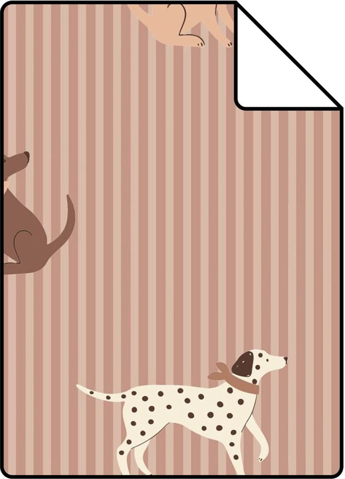 Proefstaal ESTAhome behang honden oudroze - 26.5 x 21 cm - 131903-S