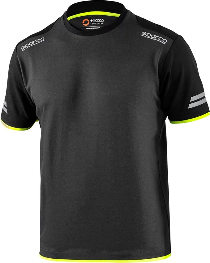 Sparco Tech Tucson T-Shirt - Zwart/Grijs/Marineblauw — Geel