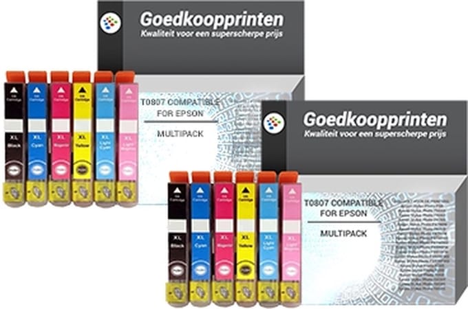 Epson T0807 inkt cartridge multipack (2 x 6 -pack) - Huismerk