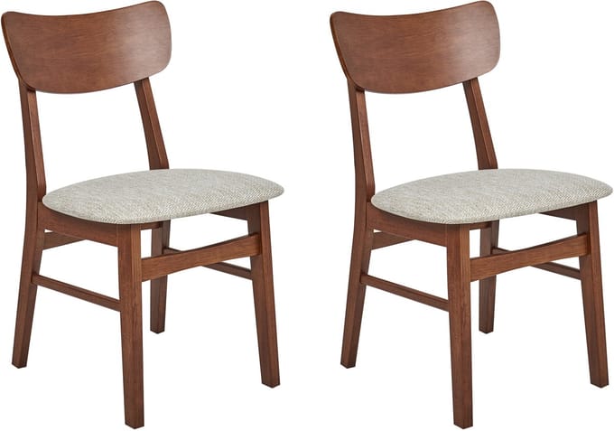 ANOKA - Eetkamerstoel set van 2 - Taupe - Rubberhout