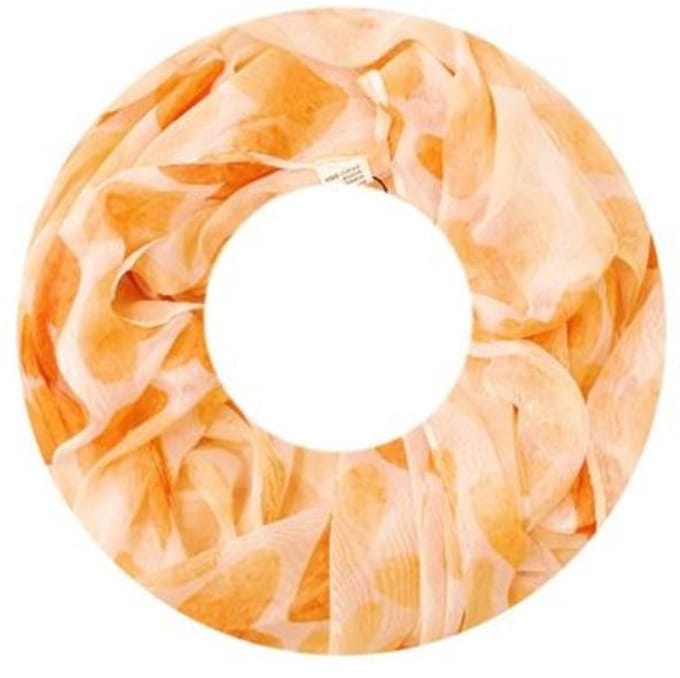 Dunne Colsjaal - Print - (23716#) - Oranje/Ecru