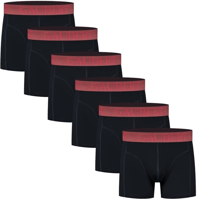 6 stuks Gaubert Heren Boxershorts - Bamboe - Zwart