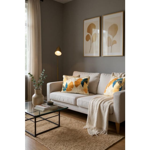 NOVÉE Sierkussen velvet ginkgo #3 | 30 x 50 cm | velvet/polyester