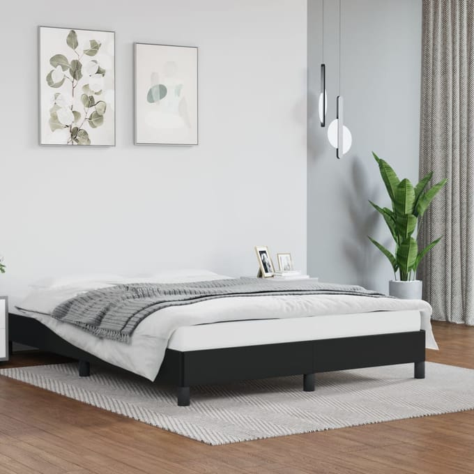 vidaXL - Bedframe - kunstleer - zwart - 140x190 - cm