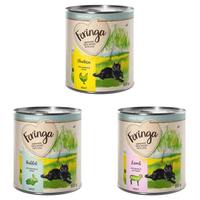 Feringa Single Meat Menu 12 x 800 g - Mixpakket 1 (Kip, konijn, lam)